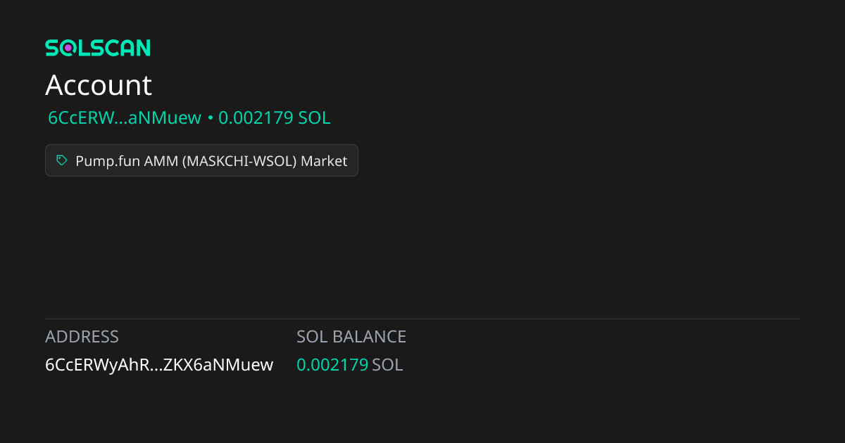 Pump.fun AMM (MASKCHI-WSOL) Market | Account ...