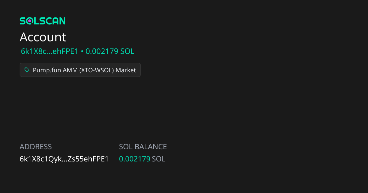 Pump.fun AMM (XTO-WSOL) Market | Account ...