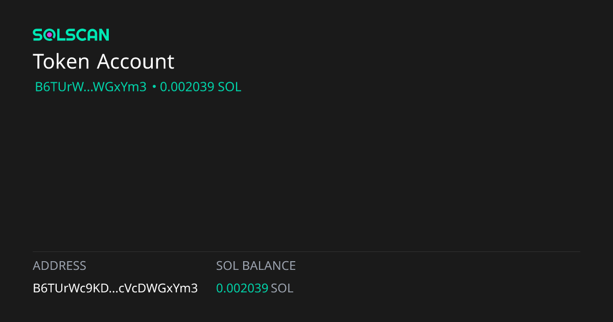 Token Account B6TUrWc9KDA4U5DZckVi4LA5jJj4KndFmdcVcDWGxYm3 | Solscan